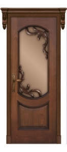 Мекомнатная дверь ''Дариано Порте (Dariano Porte)'' Августа со стеклом красное дерево патина
