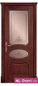 Мекомнатная дверь ''Дариано Порте (Dariano Porte)'' Оливия 2 гравировки Лоренсо бронза красное дерево